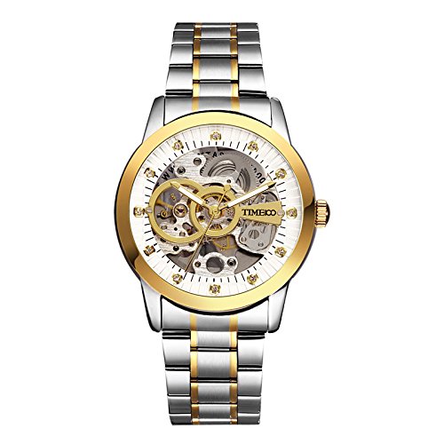 Classic Men's Automatic Skeleton Watch - Gold Stainless Steel Business Wristwatch for Formal & Casual Wear | Perfect for Office, Date Night & Special Occasions