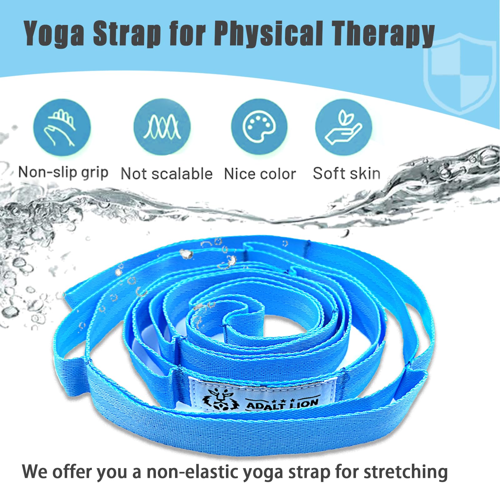 Premium Yoga Stretching Strap for Physical Therapy & Home Workout - 10-Loop Non-Elastic Pilates Band with Exercise Guide - Ideal for Yoga, Gymnastics, Flexibility Training & Rehabilitation (Men & Women) - Perfect for Home Gym, Studio Practice & Travel Fitness