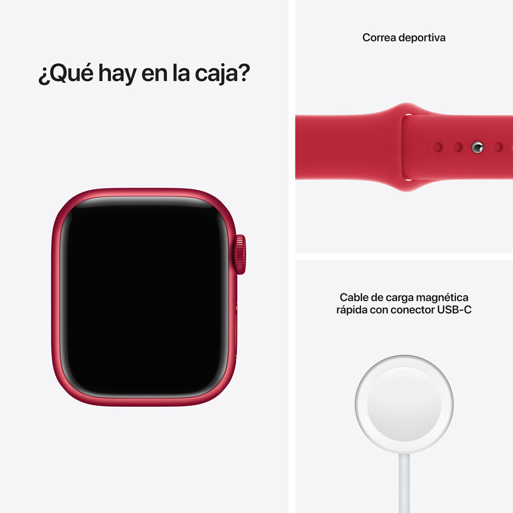 Apple Watch Series 7 45mm GPS + Cellular Aluminum Case with Red Sport Band - Perfect for Fitness Tracking, Calls & Notifications on the Go