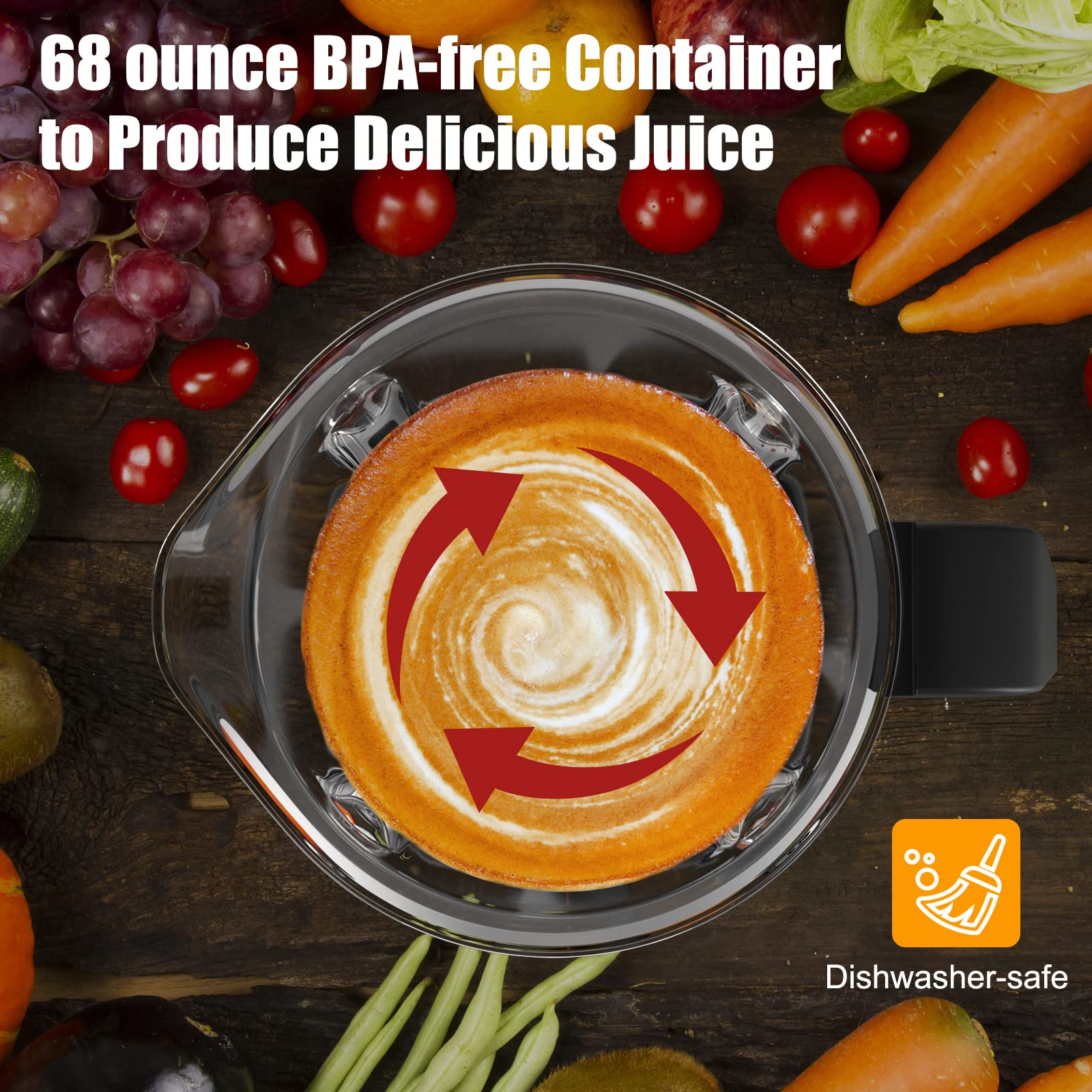 PETSITE Professional 68 oz Countertop Blender - 1500W High-Power Kitchen Blender with 6 Stainless Steel Blades, 5-Speed Control & 5 Preset Functions - Perfect for Smoothies, Protein Shakes, Baby Food & Meal Prep - Ideal for Home, Restaurant & Commercial Use