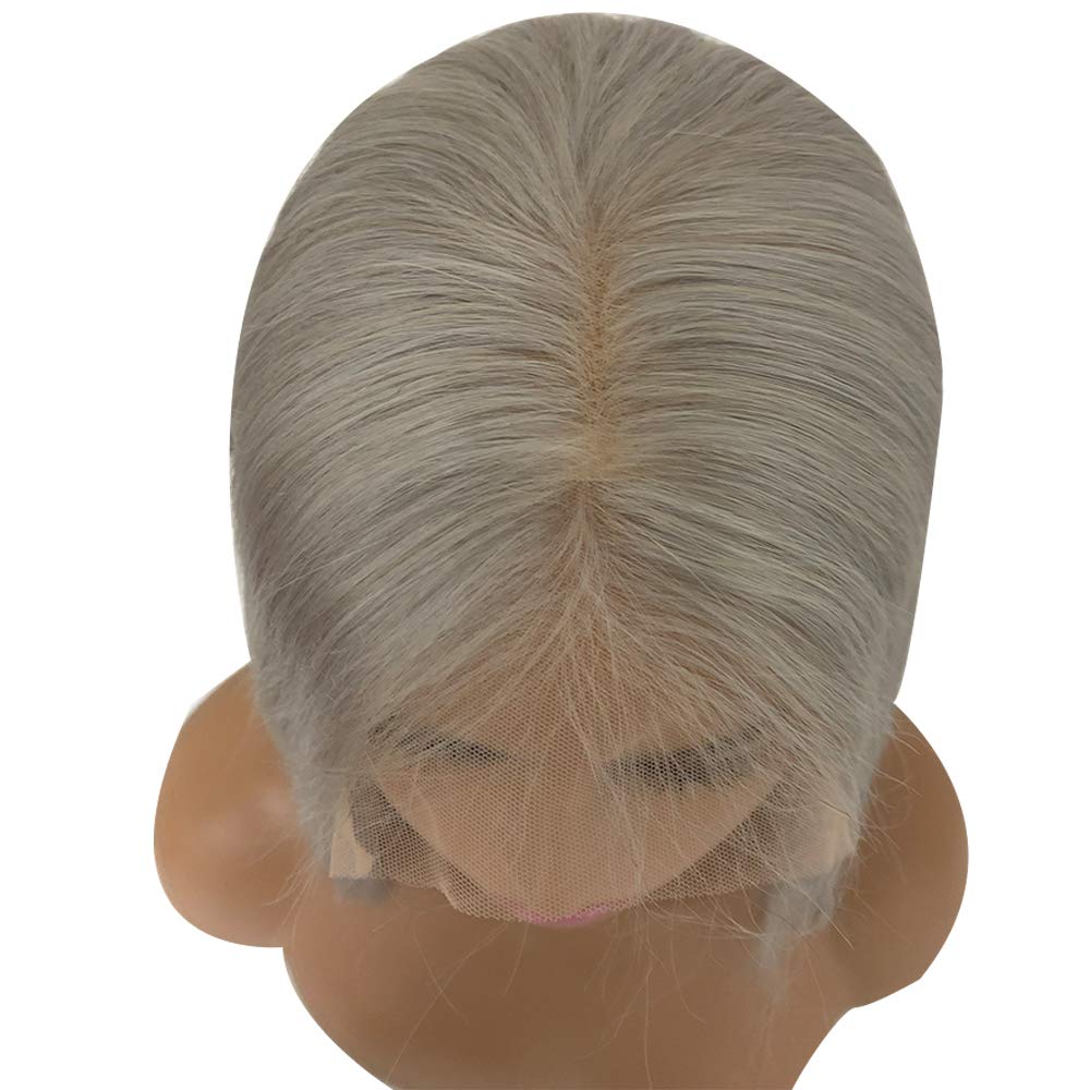 13x6 Grey Short Bob Wigs with Deep Part | Brazilian Virgin Human Hair Lace Front Wig | Glueless Pre-Plucked Bleached Knots | 150% Density Straight Colored Bob Wig with Baby Hair | Perfect for Cosplay, Daily Wear & Fashion Styling