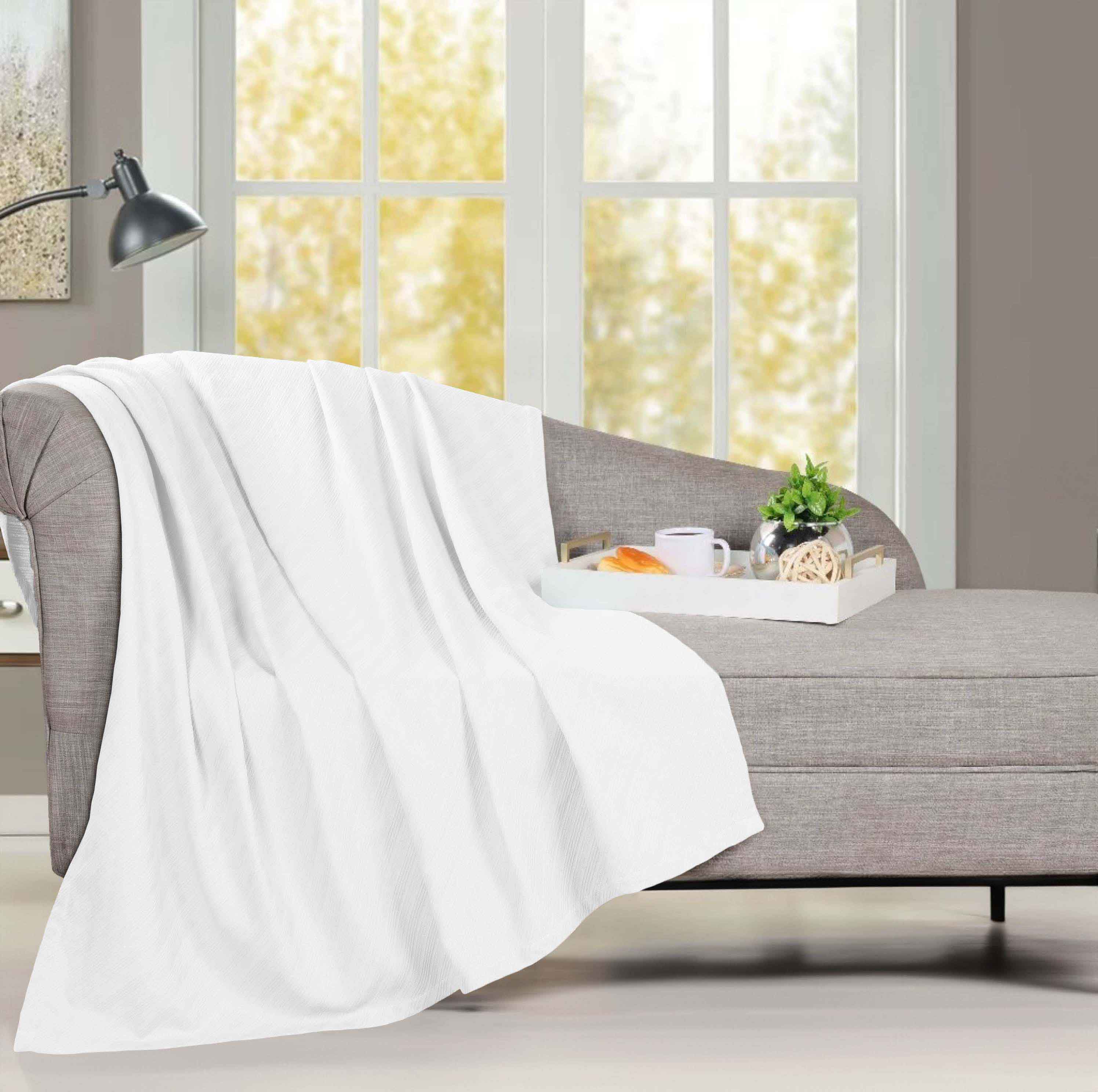 Premium Milan Cotton Textured Striped Lightweight Woven Blanket - Soft & Breathable Throw for Sofa, Bed, Picnic & Outdoor Use