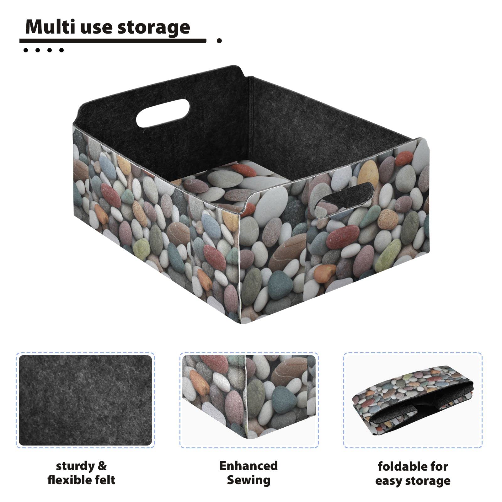 Stylish Rectangular Desk Organizer Tray with Pebble Texture - Felt Cloth Jewelry & Vanity Storage, Detachable & Foldable for Countertop, Tissues & Valet Use - Perfect for Home Office, Bathroom & Dressing Table Organization
