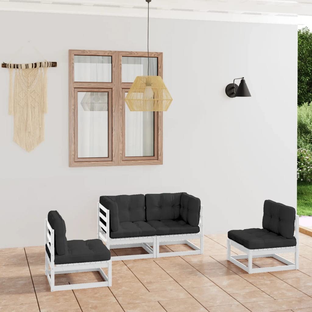 vidaXL 4-Piece Patio Furniture Set - Outdoor Garden Sofa Set with Cushions, Solid Wood Pine Sectional Lounge for Backyard, Porch & Deck | Perfect for Relaxing, Entertaining & Outdoor Gatherings