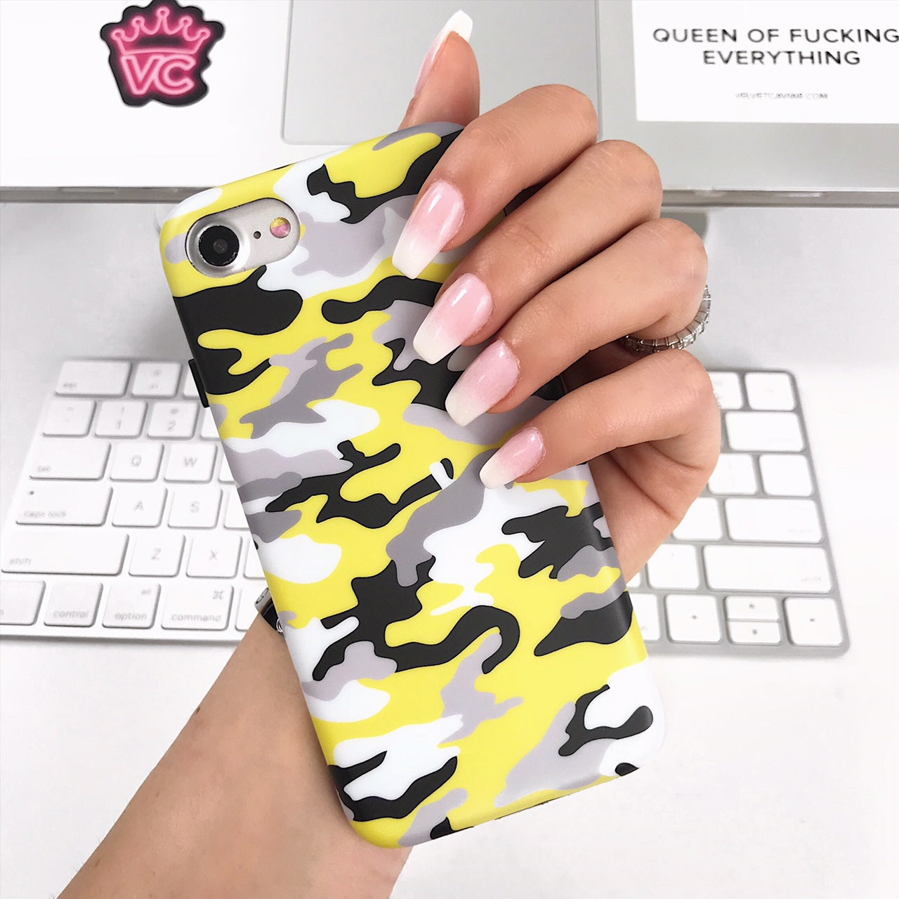 Yellow Camo iPhone Case - Durable Military Style Phone Cover for iPhone [Model] - Perfect for Outdoor Adventures, Hunting & Tactical Use