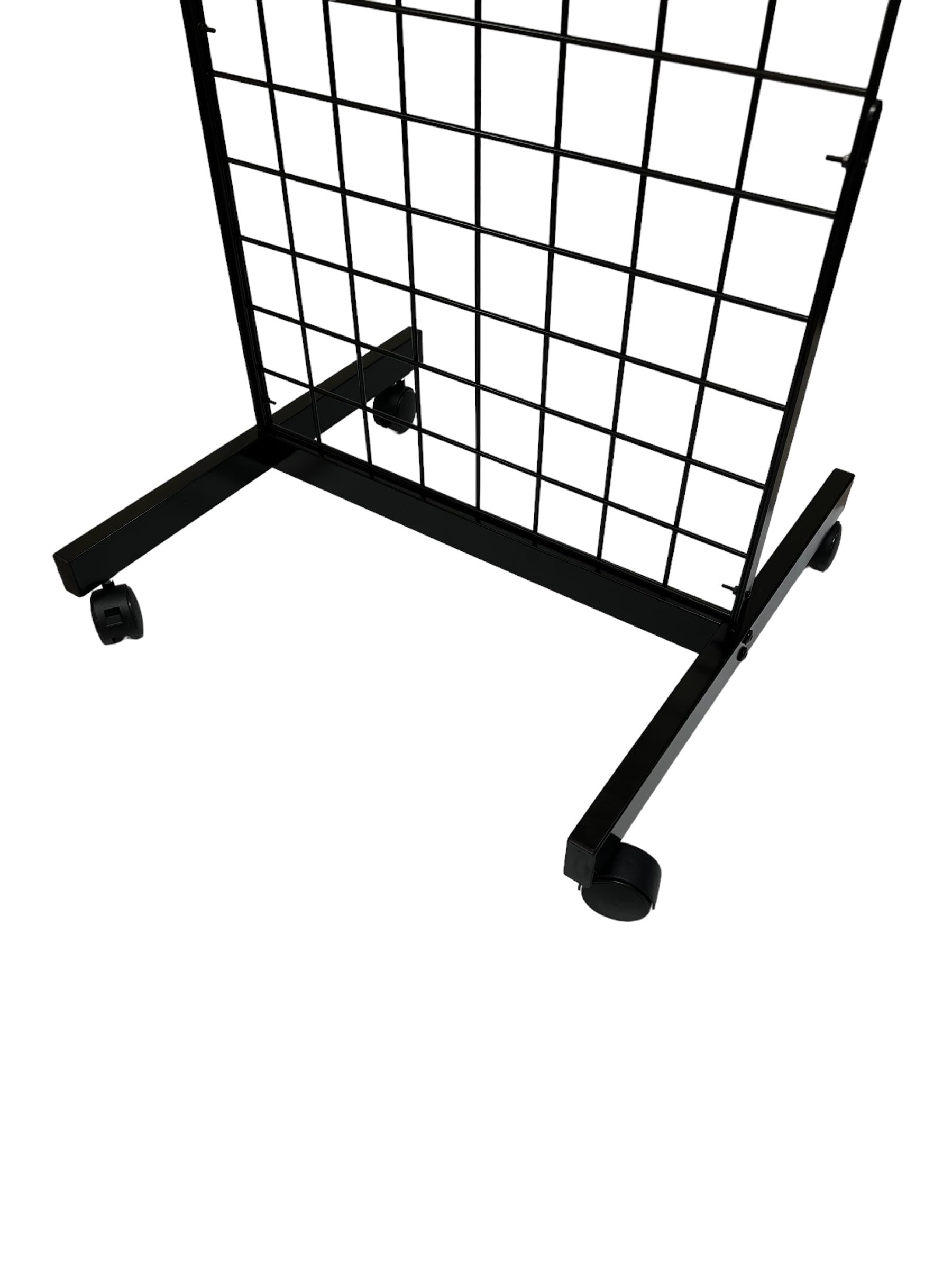 Black 2' x 6' Heavy Duty Rolling Gridwall Display Panel - Commercial Retail Store Fixture for Clothing, Accessories & Trade Shows (Set of 2)