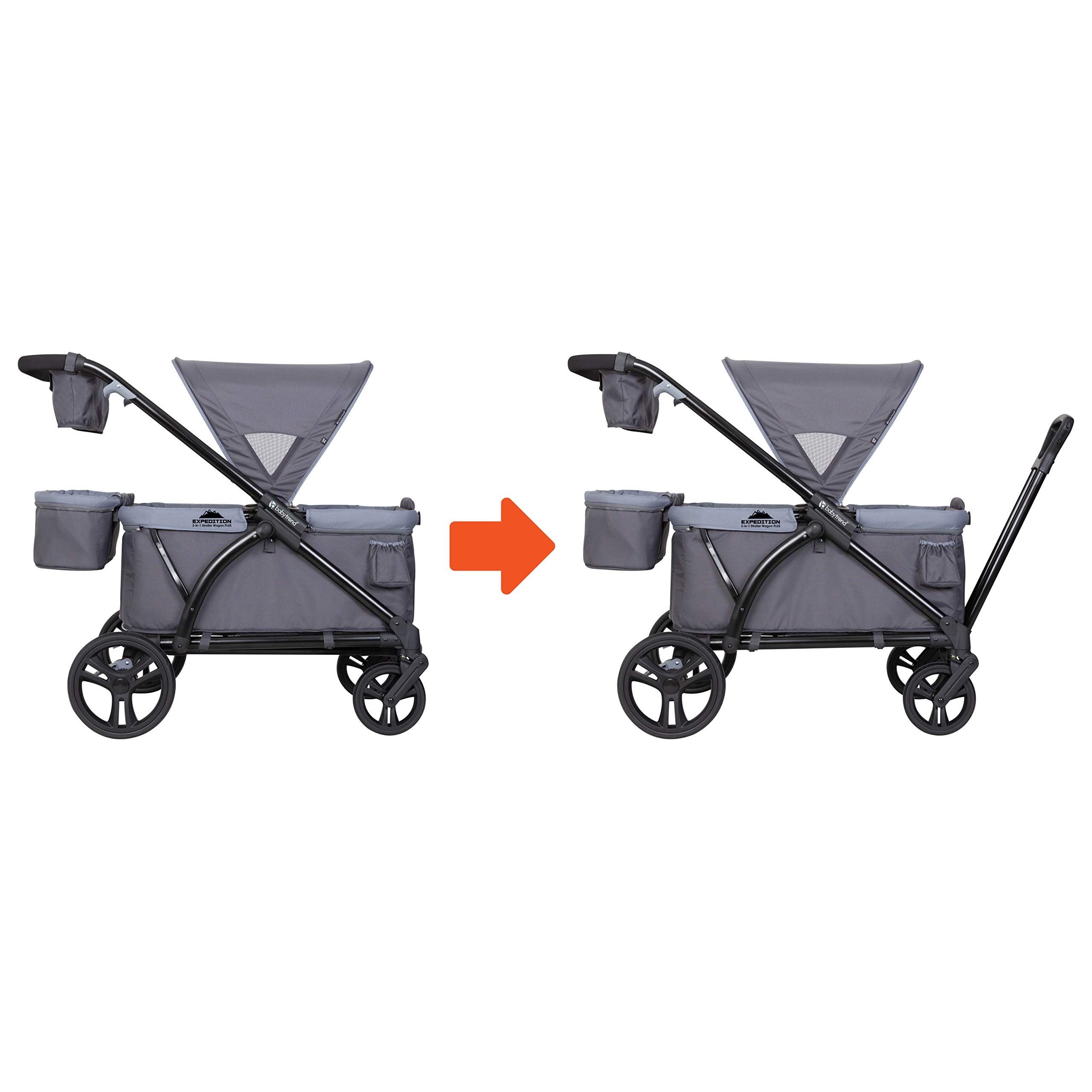 Baby Trend Expedition 2-in-1 Stroller Wagon PLUS - Ultra Grey | Convertible Stroller & Wagon for Kids | Perfect for Park Outings, Beach Trips & Family Adventures