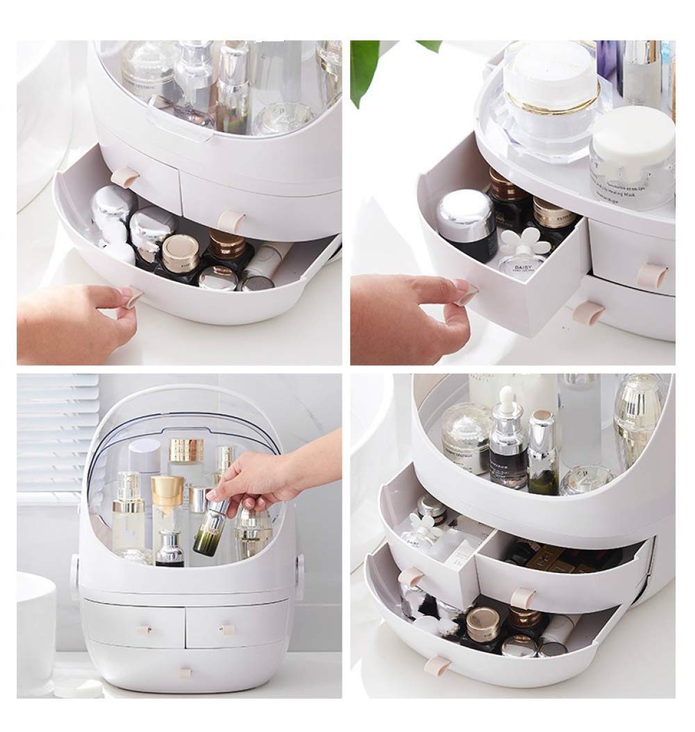 3-Drawer Clamshell Makeup Organizer with Rounded Design - Cosmetic Storage Box for Lipstick, Jewelry & Beauty Products (Apricot) | Perfect for Vanity, Bathroom & Travel Organization