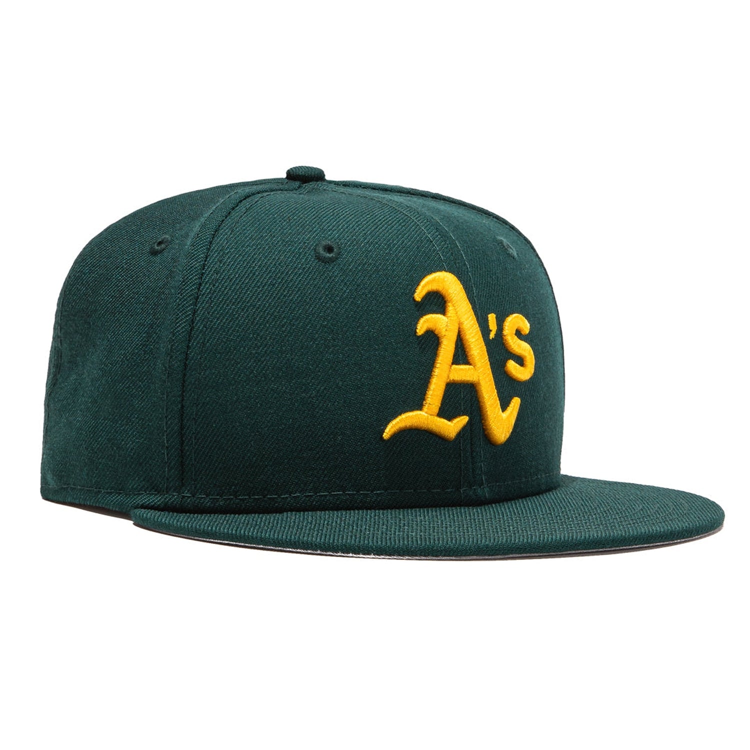 New Era 59Fifty Retro On Field Oakland Athletics 1995 Road Baseball Cap - Dark Green & Gold - Vintage MLB Snapback Hat for Sports Fans & Collectors