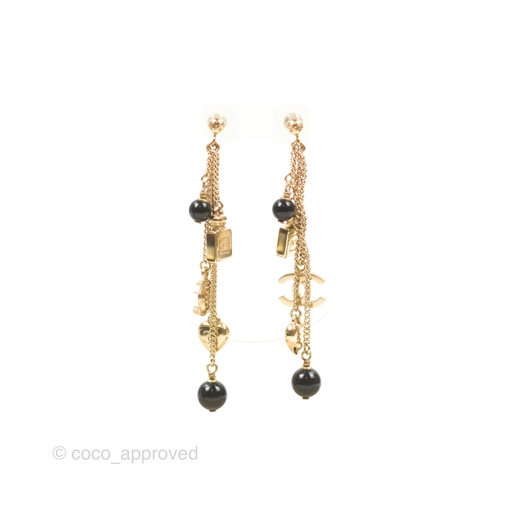 Chanel CC Charm Long Drop Earrings in Gold Tone - 18B Collection | Luxury Fashion Jewelry for Women, Perfect for Parties, Weddings & Special Occasions