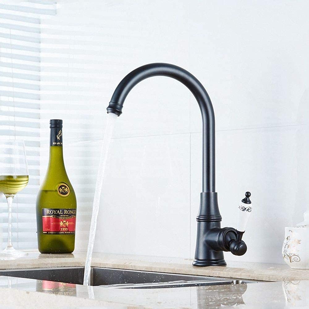Black Bronze Copper Kitchen Faucet - Cold Water Mixer Sink Faucet with Rotary Spout for Modern Kitchen & Bathroom | Durable & Stylish Design for Washing & Cooking