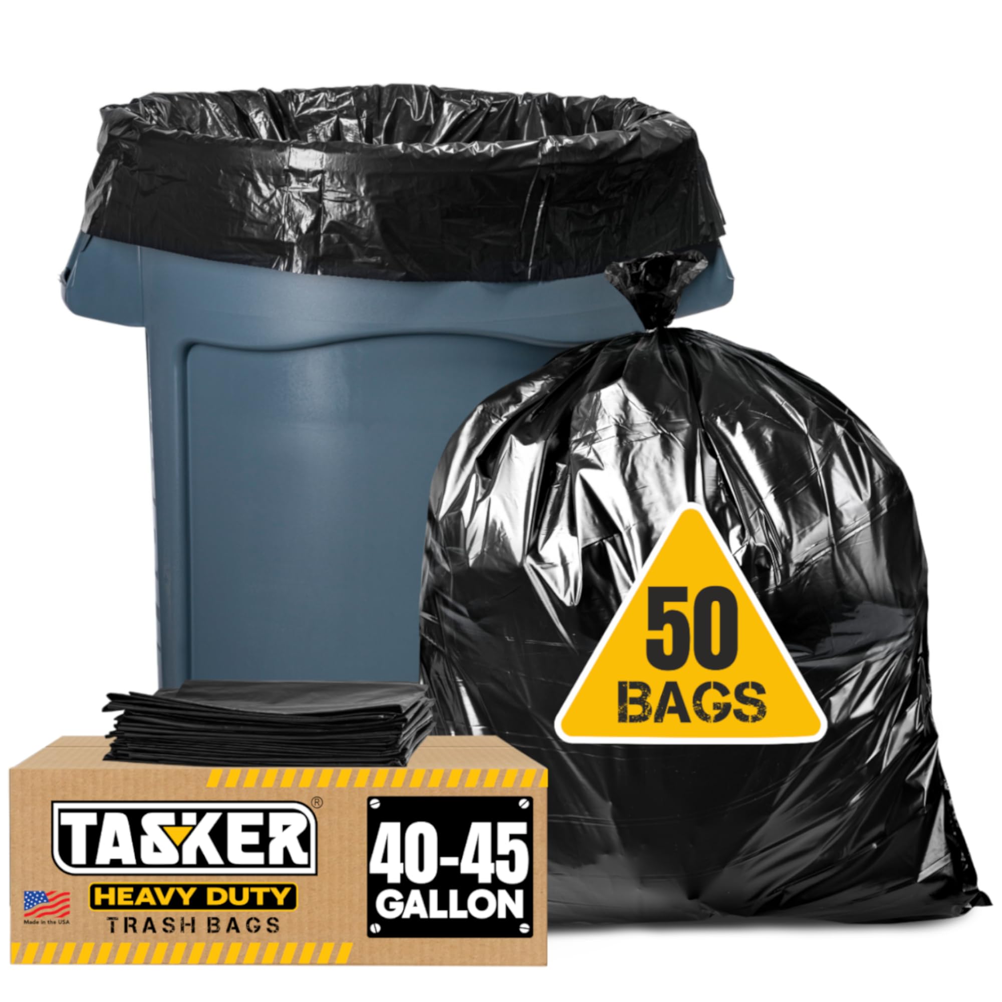 **Heavy Duty 40-45 Gallon Trash Bags with Ties (50 Count) - Extra Large Black Garbage Bags for 39-44 Gallon Trash Cans - Perfect for Kitchen, Office, and Outdoor Use**