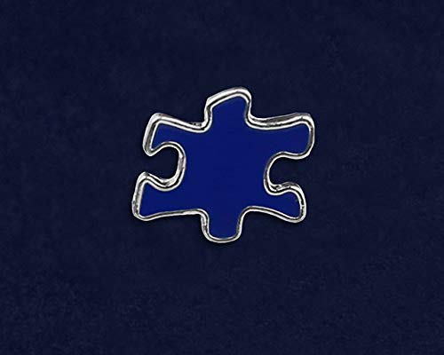 2 Pack Blue Autism Awareness Puzzle Piece Pins with Secure Tac Backing - Perfect for Jackets, Bags & Supportive Events