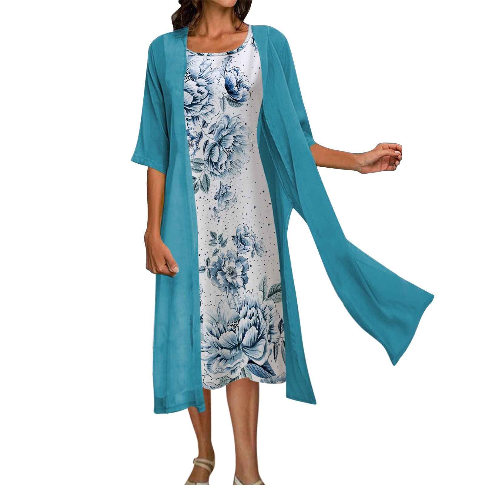 Elegant Women's Summer Floral Sleeveless Maxi Dress & Cardigan Set - Vacation Outfit, Beach Cover Up, Date Night Dress, Casual Wear