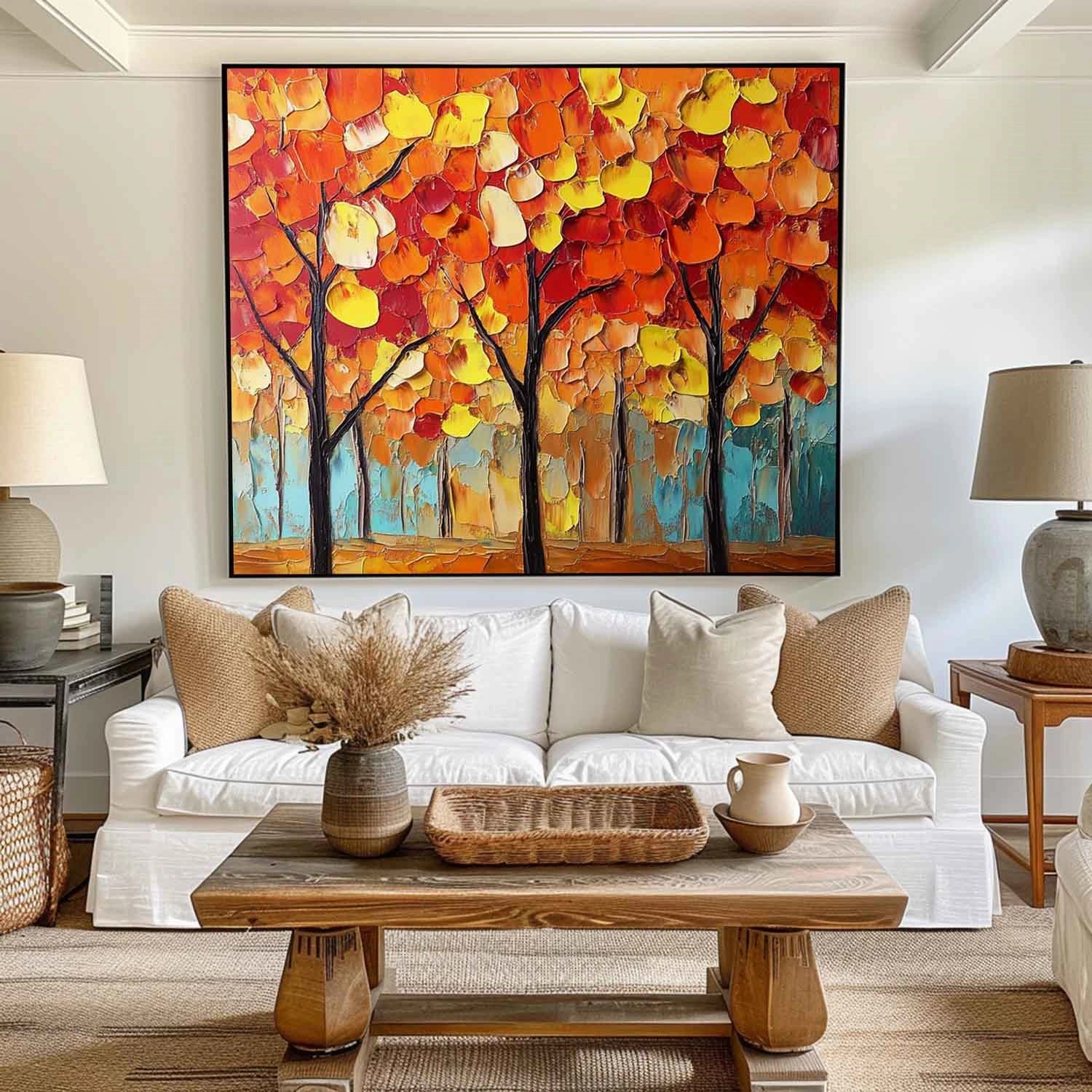 Beautiful Flower and Tree Canvas Painting #FT155 - Perfect for Home Decor, Living Room, Bedroom & Office Wall Art
