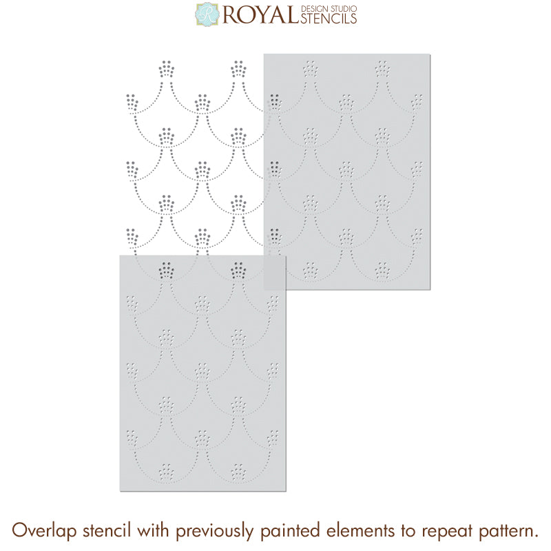 Deco Pearls Damask Wall Stencil - Reusable DIY Painting Template for Home Decor, Accent Walls, and Furniture Makeover | Perfect for Bedrooms, Living Rooms, and Craft Projects