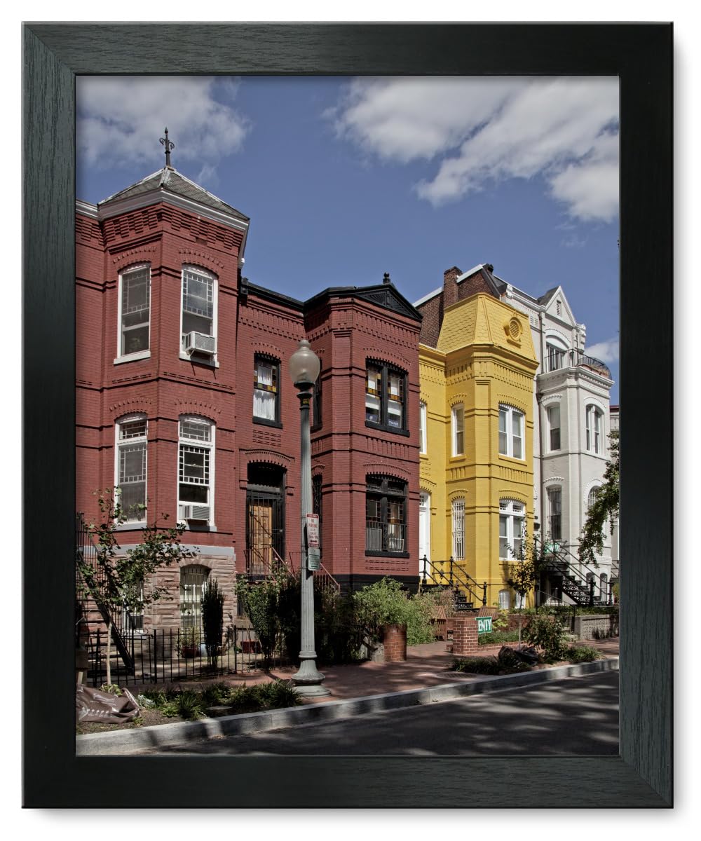12x15 Framed Print - Row Houses Along The 1500 Block Of Corcoran St NW Washington DC - Vintage Urban Wall Art for Living Room, Office & Home Decor