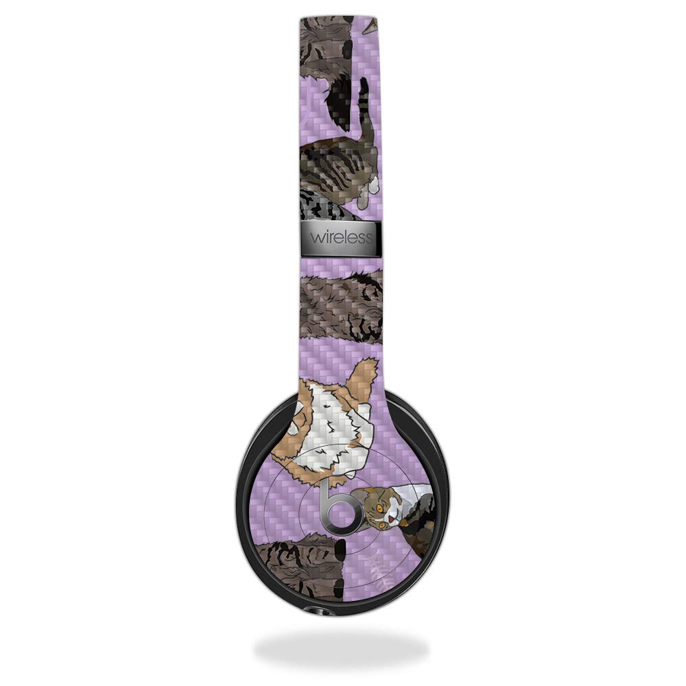 Premium Carbon Fiber Skin for Beats Solo 3 Wireless Headphones - Cat Chaos Design | Protective & Durable Textured Cover | Easy to Apply & Remove | Made in USA | Perfect for Gym, Travel & Daily Use