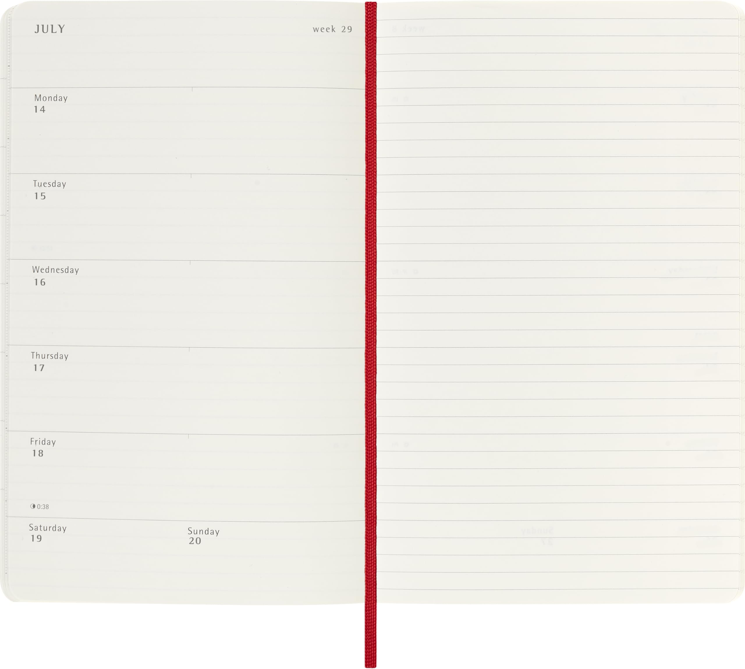 Moleskine 2024-2025 Weekly Planner - 18 Month Calendar with Notes Section, Soft Cover & Elastic Closure, Large 13x21cm Scarlet Red - Perfect for Work, School & Personal Organization