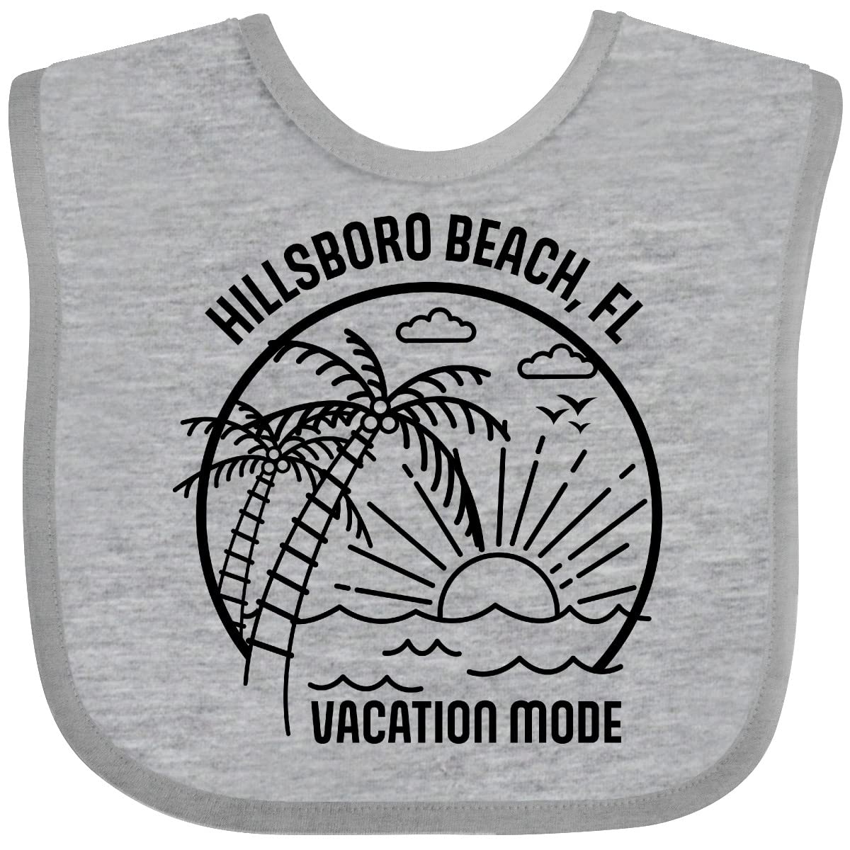 Inktastic Summer Vacation Mode Hillsboro Beach Florida Baby Bib - Soft Cotton Drool Bib for Infants & Toddlers - Perfect for Beach Trips, Travel, and Everyday Use