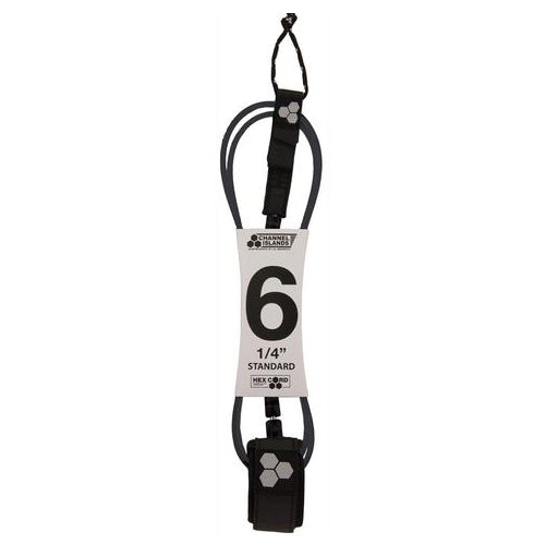 Channel Islands 6’ 1/4” Hex Cord Standard Dog Leash - Black with Grey Hex Pattern | Durable Walking Leash for Medium to Large Dogs, Perfect for Daily Walks, Hiking & Outdoor Adventures