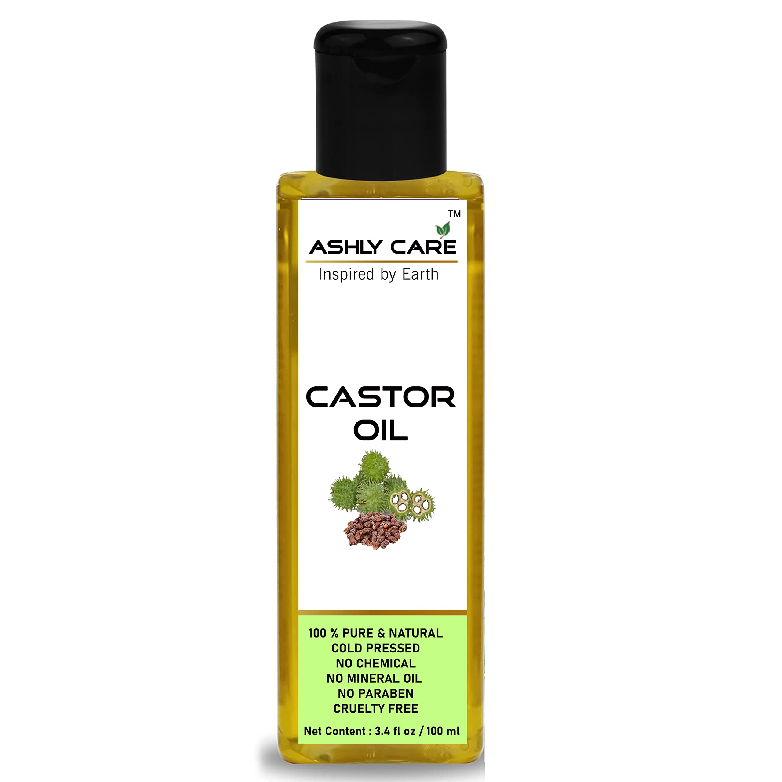 Ashly Care - 100% Pure Cold Pressed Castor Oil for Hair Growth, 120ml | Natural Hair & Eyelash Treatment | Promotes Thicker, Longer Hair | Perfect for Scalp Massage & DIY Beauty Recipes