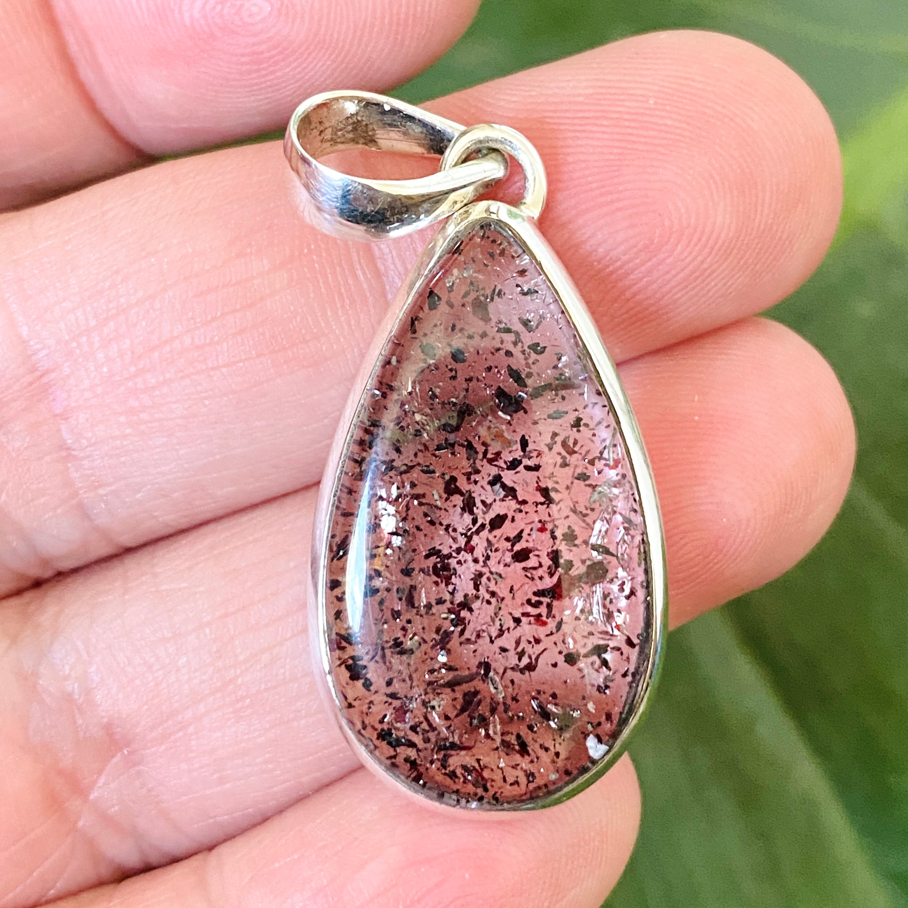 Natural Lepidicrocite in Quartz Teardrop Cabochon Pendant - Unique Crystal Jewelry for Healing & Meditation - Perfect for Energy Work, Chakra Balancing & Spiritual Gifts