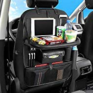 AUCD Back Seat Car Organizer with Tablet Holder & 4 USB Ports - Foldable Car Storage Organizer for Kids Toys, Baby Bottles & Snacks - Perfect for Road Trips, Family Travel & Long Drives (Black)