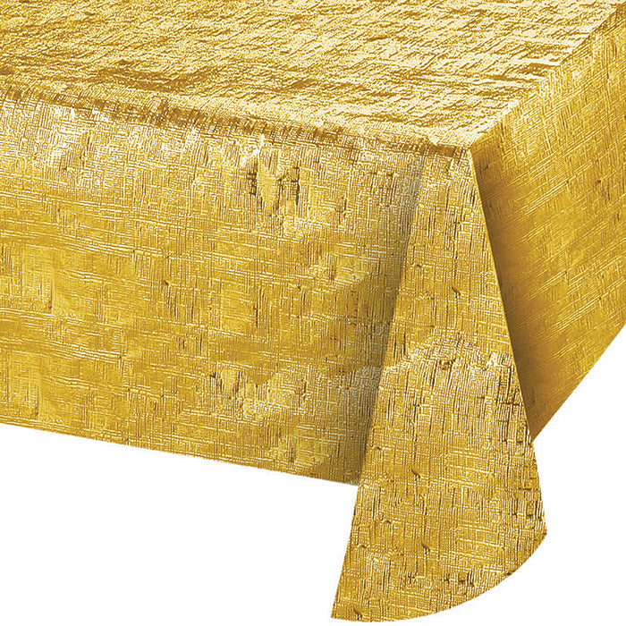 12-Piece Bulk Gold Metallic Table Covers - Elegant Party Decor for Weddings, Birthdays & Events - Disposable Tablecloths for Easy Cleanup
