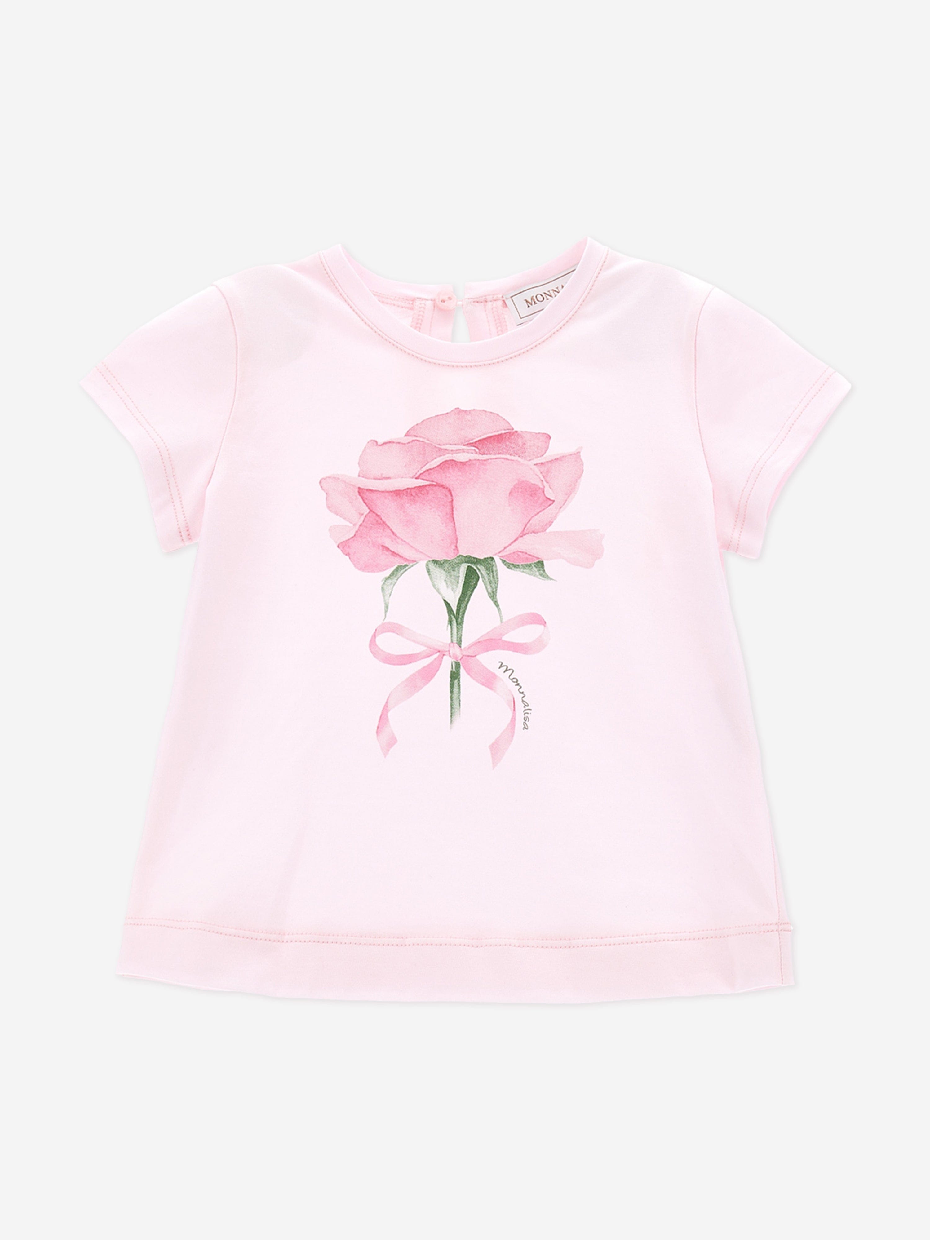Adorable Pink Rose Print Baby Girls T-Shirt - Soft & Comfortable Cotton Top for Toddlers & Infants - Perfect for Playdates, Parties & Everyday Wear