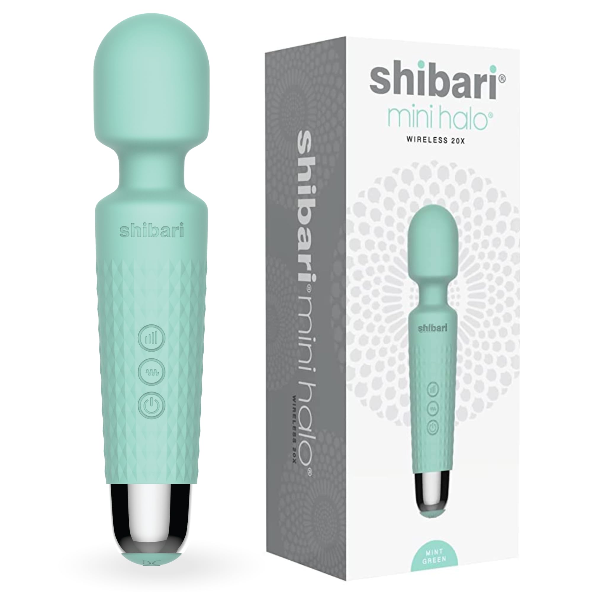 Shibari Mini Halo Vibrator - Powerful Cordless & Waterproof Wand Massager for Women | Ultra Quiet Clitoral Stimulation | Rechargeable Adult Sex Toy | Perfect for Solo Play, Couples & Sensual Massage (Mint Green)