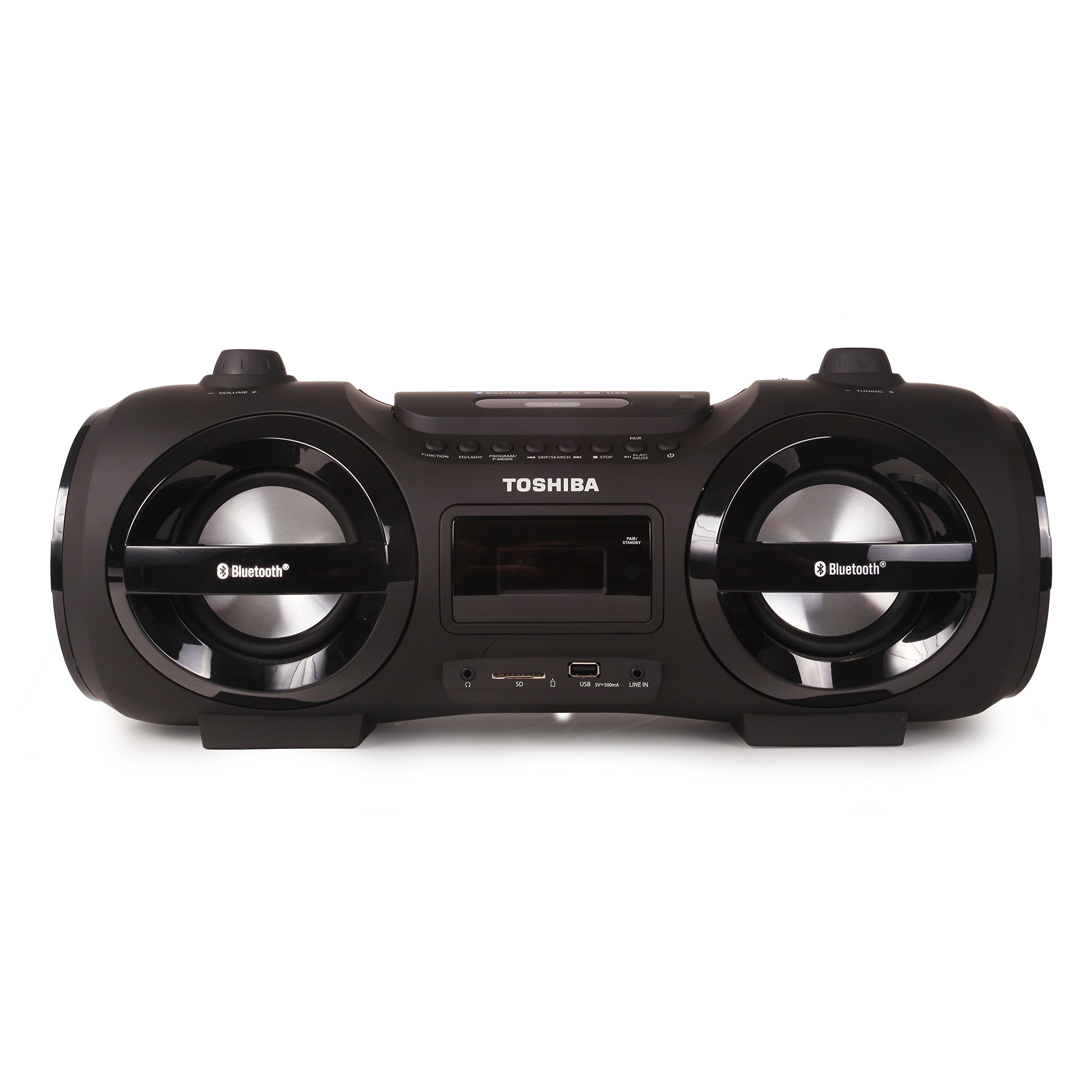 Toshiba Wireless Bluetooth Boombox Speaker - Portable CD Player with FM Radio, Remote Control, LED Lights | Perfect for Outdoor Parties, Beach Trips & Home Entertainment