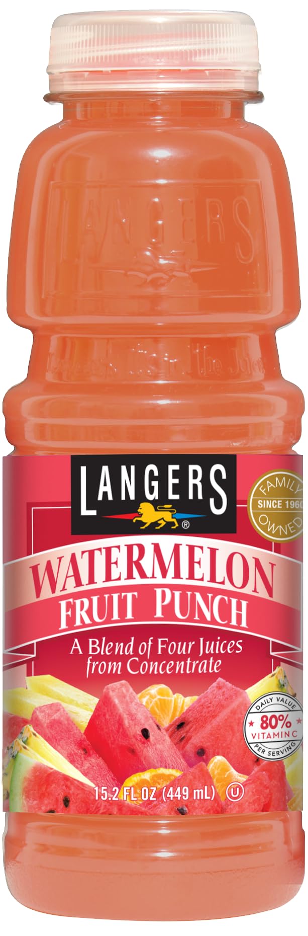 Langers Watermelon Fruit Punch Juice Drink - 15.2oz Cans (Pack of 12) | Refreshing Summer Beverage for BBQs, Pool Parties & Picnics