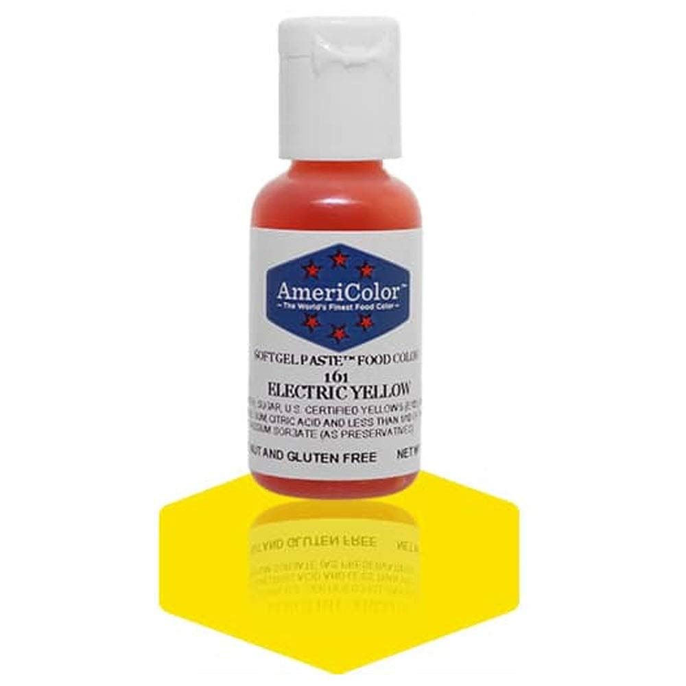 AmeriColor Electric Yellow Soft Gel Food Coloring - 13.5 oz (400ml) Vibrant Baking Dye for Cakes, Cookies, Frosting & Candy Making