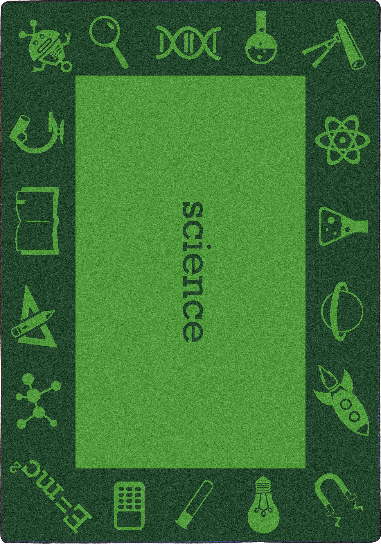 Joy Carpets STEAM Science Classroom Rug for Kids - Green Educational Seating Mat 5'4