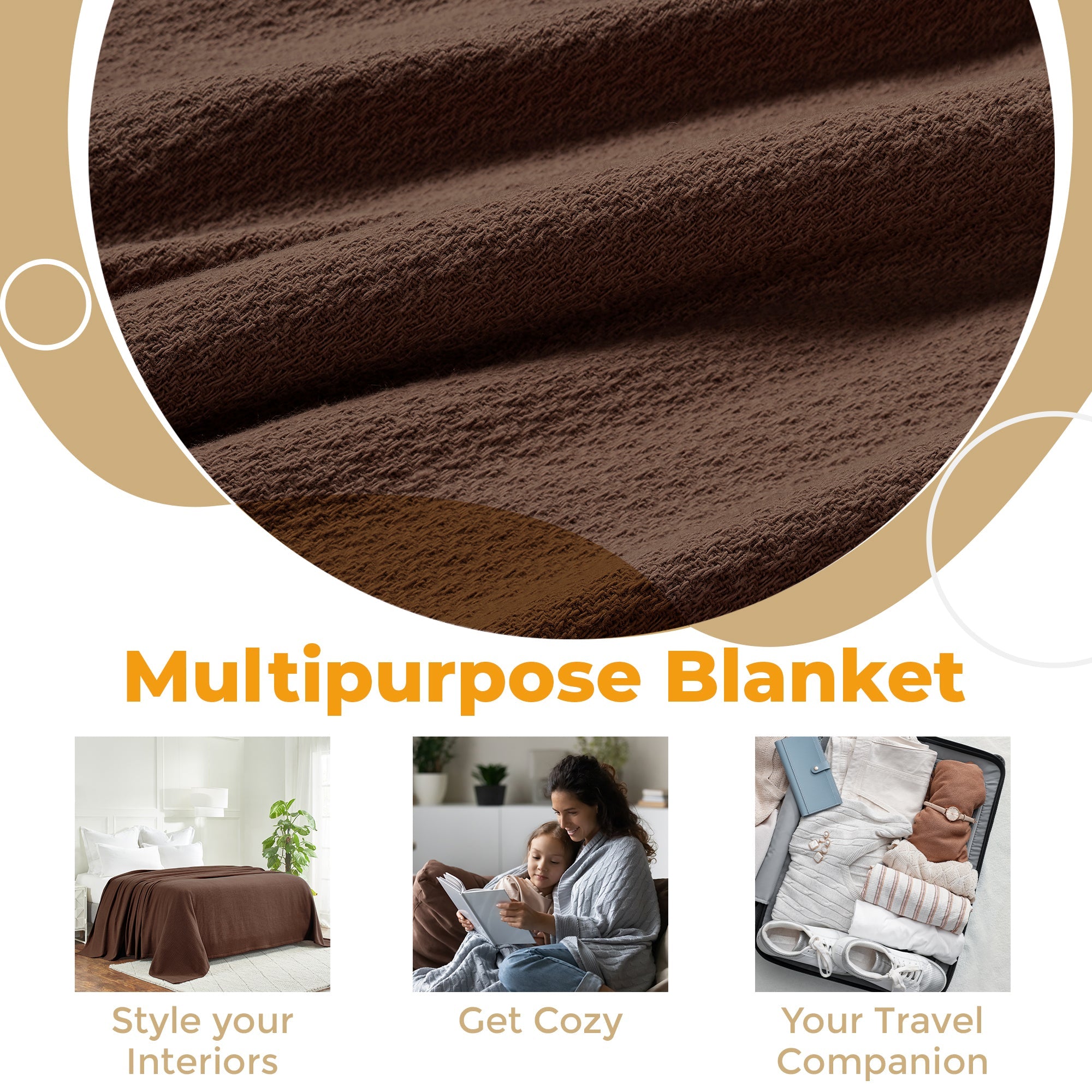 Premium Textured Cotton Waffle Weave Blanket - Soft & Breathable Throw for Bed, Sofa & Couch - Cozy Home Decor Gift for All Seasons