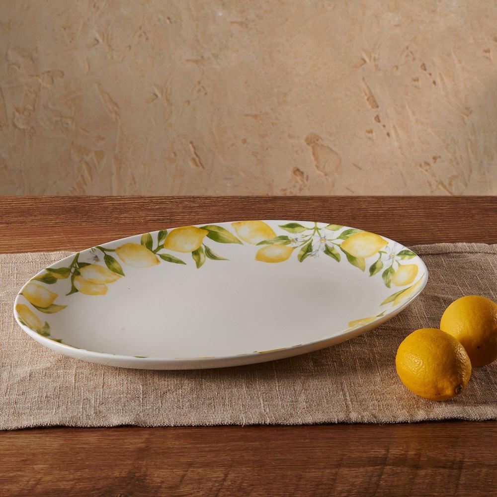 14 Inch Oval Lemon Serving Platter - Elegant Fruit & Cheese Tray for Parties, Weddings & Entertaining