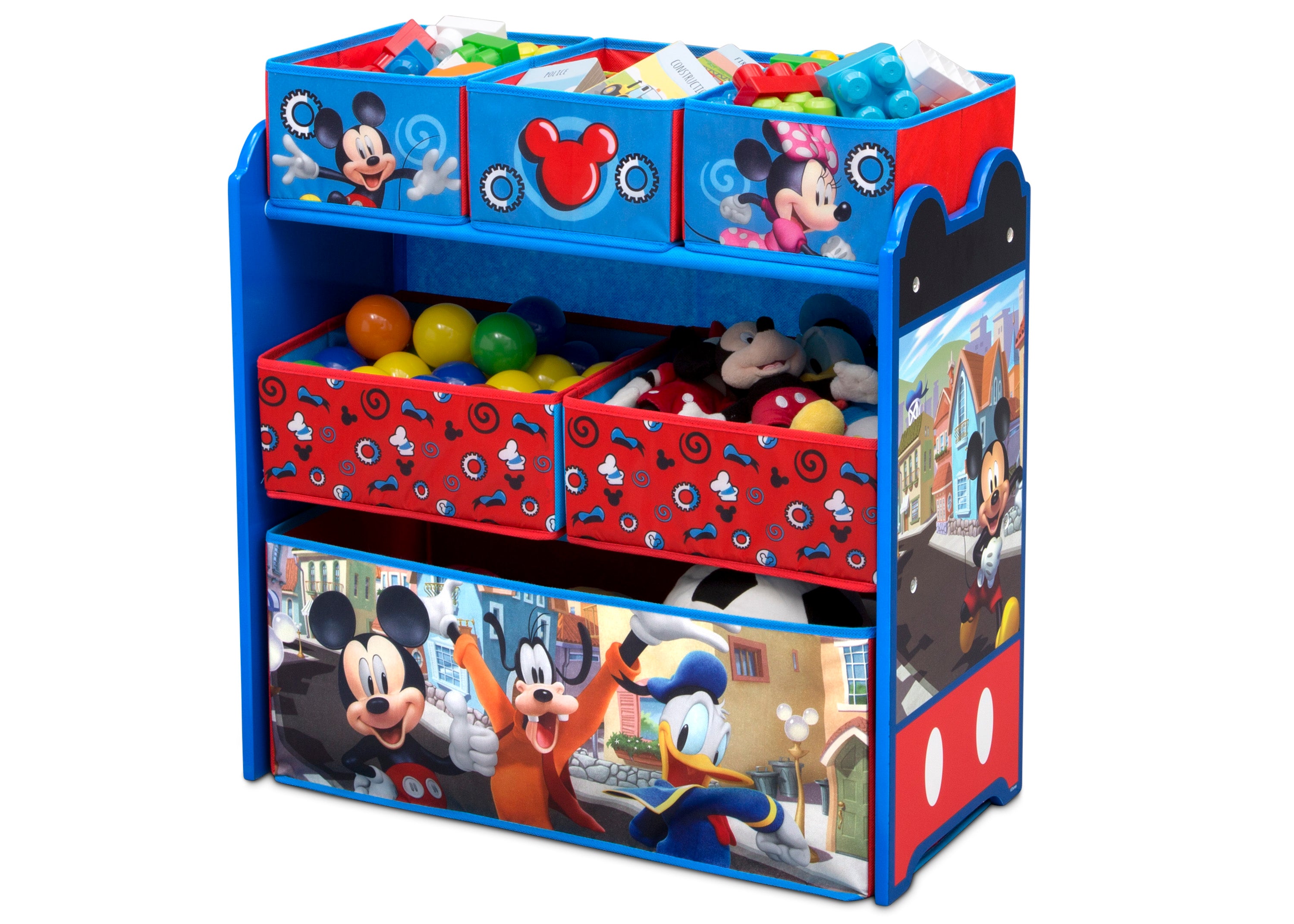 Mickey Mouse 6 Bin Toy Organizer with Storage Baskets - Kids Room Organization for Toys, Books & Crafts - Perfect for Playrooms, Bedrooms & Daycare Centers