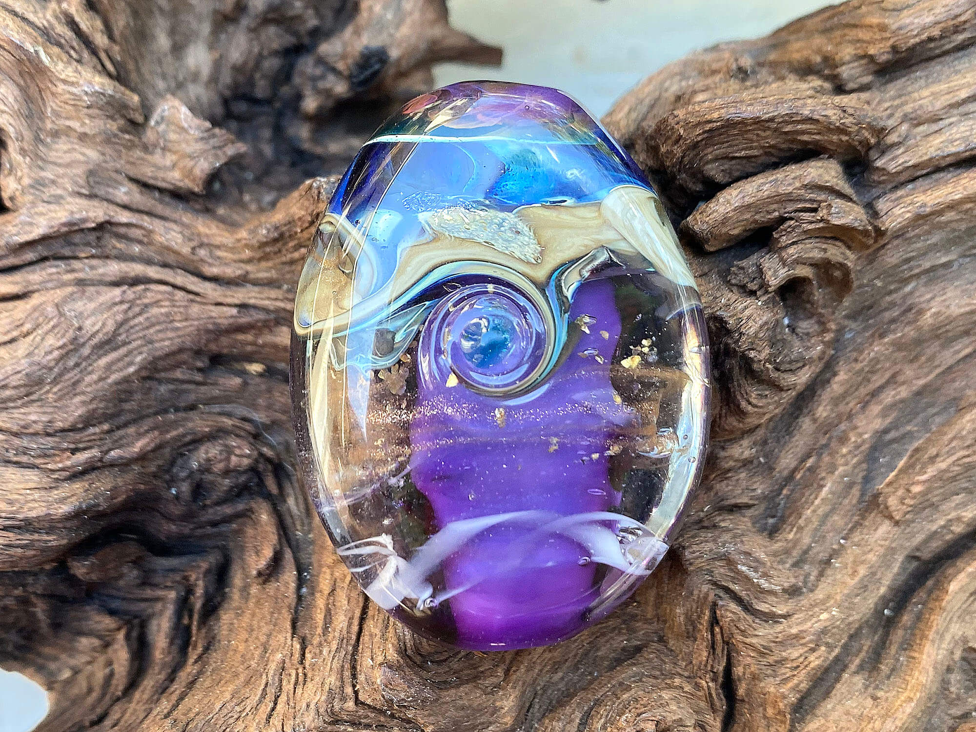 Handmade Purple Organic Lampwork Glass Focal Bead for Jewelry Making - Perfect for Necklaces, Bracelets, and DIY Craft Projects