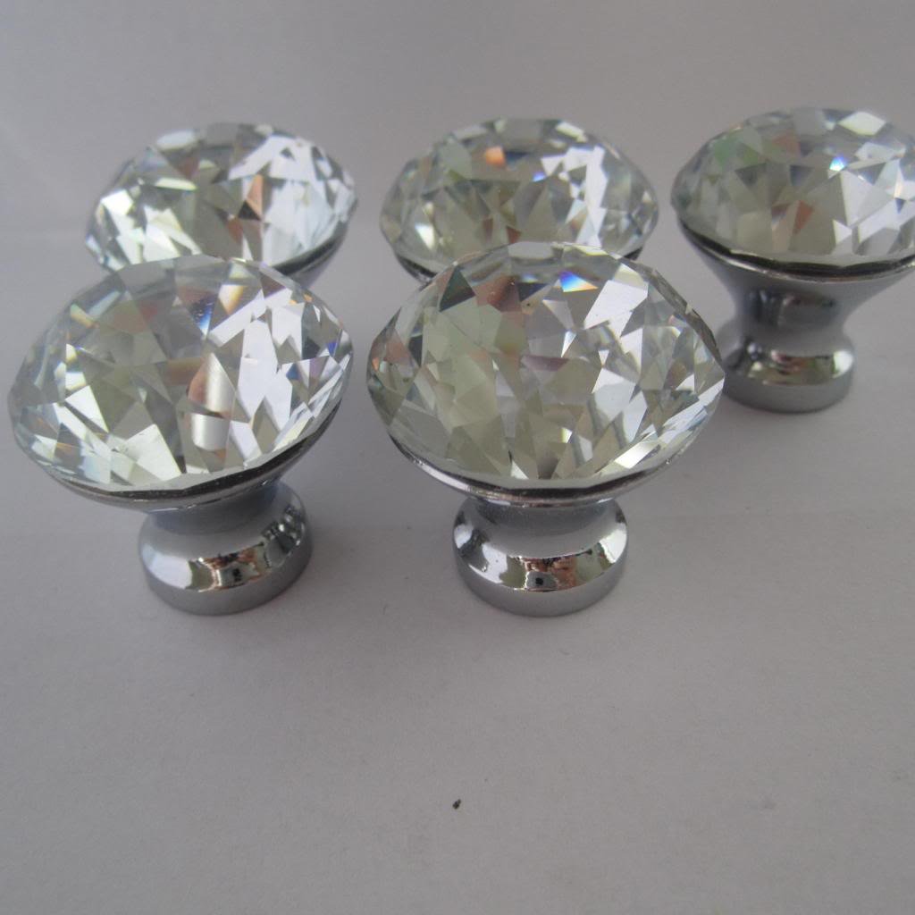 30mm Clear Crystal Glass Door Knobs - Pack of 5 | Dresser Cabinet Drawer Pull Handles for Home Furniture & DIY Projects | Perfect for Bedroom, Bathroom, Kitchen Cabinets & Wardrobe Upgrades