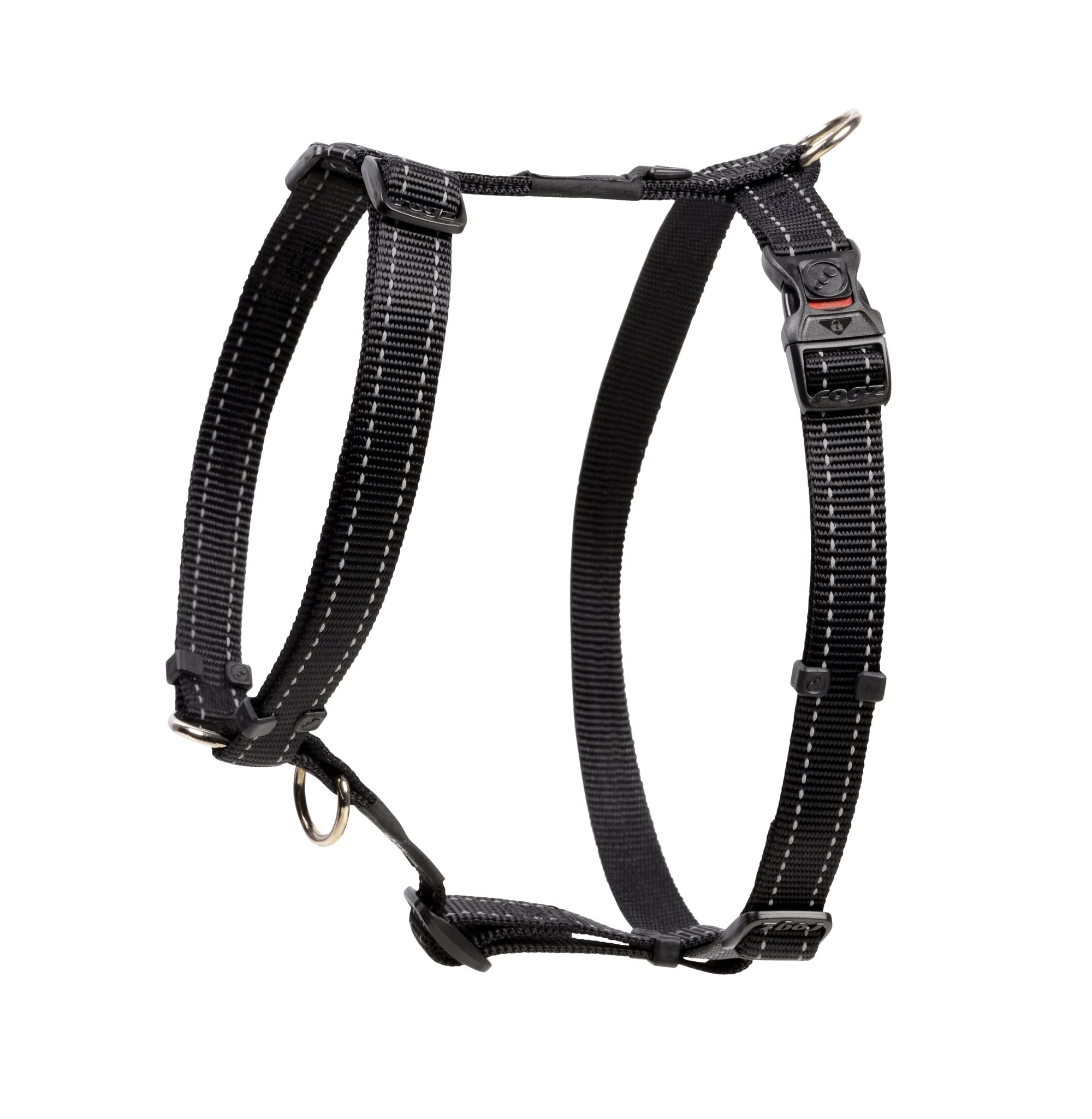 Reflective Adjustable Dog Harness for Extra Large Dogs - Heavy Duty Pet H Harness with Matching Collar & Leash, Black - Perfect for Night Walks, Jogging, and Outdoor Adventures