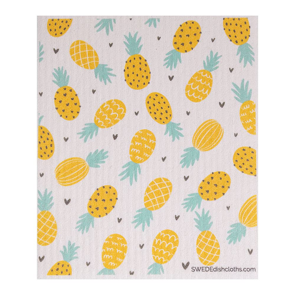 Eco-Friendly Cellulose Sponge Dish Towels Set of 3 - Reusable Swedish Dishcloths with Fruit Design | Perfect for Kitchen Cleaning, Dish Drying & Counter Wiping