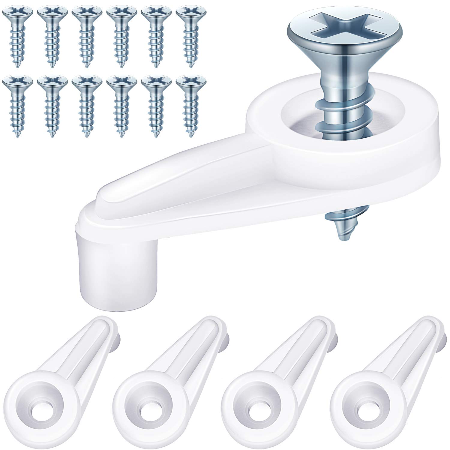 Blulu 50 Pack 4mm Glass Retainer Clips Kit with Screws - White & Silver Cabinet Door Hardware for Kitchen, Bathroom & Office Glass Panel Installation