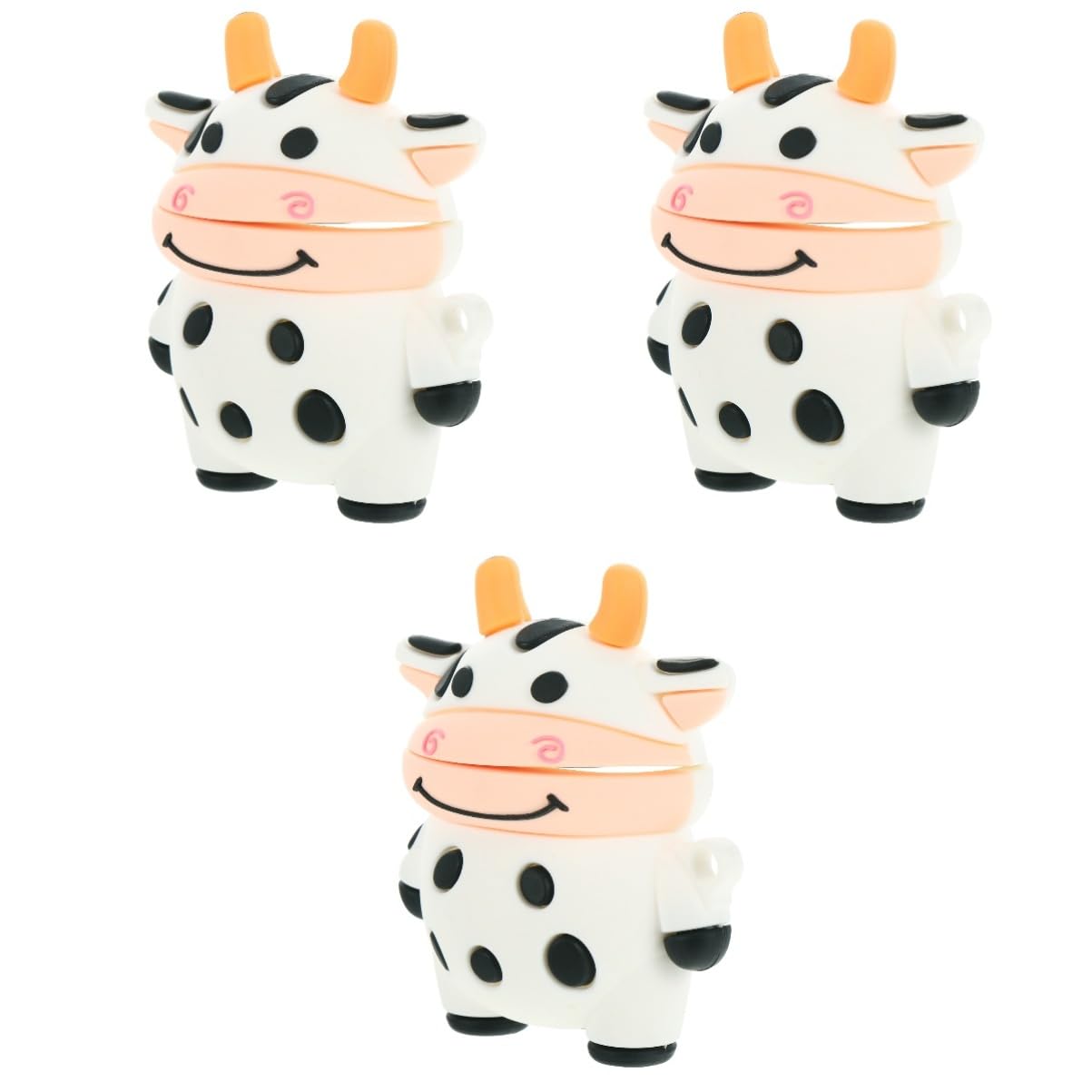 3-Pack Silicone Cow Headphone Case - Cute Earbud Travel Storage Cover with Keychain for AirPods, Wireless Earbuds - Perfect for School, Travel & Daily Use