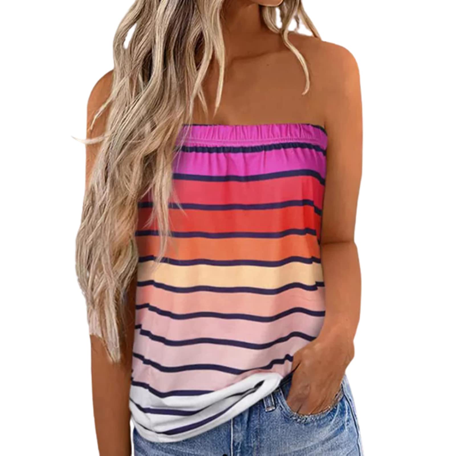 Strapless Tube Top for Women - Stretchy Wrap Blouse & Tunic Shirt - Summer Fashion Essential for Beach, Party & Casual Outfits