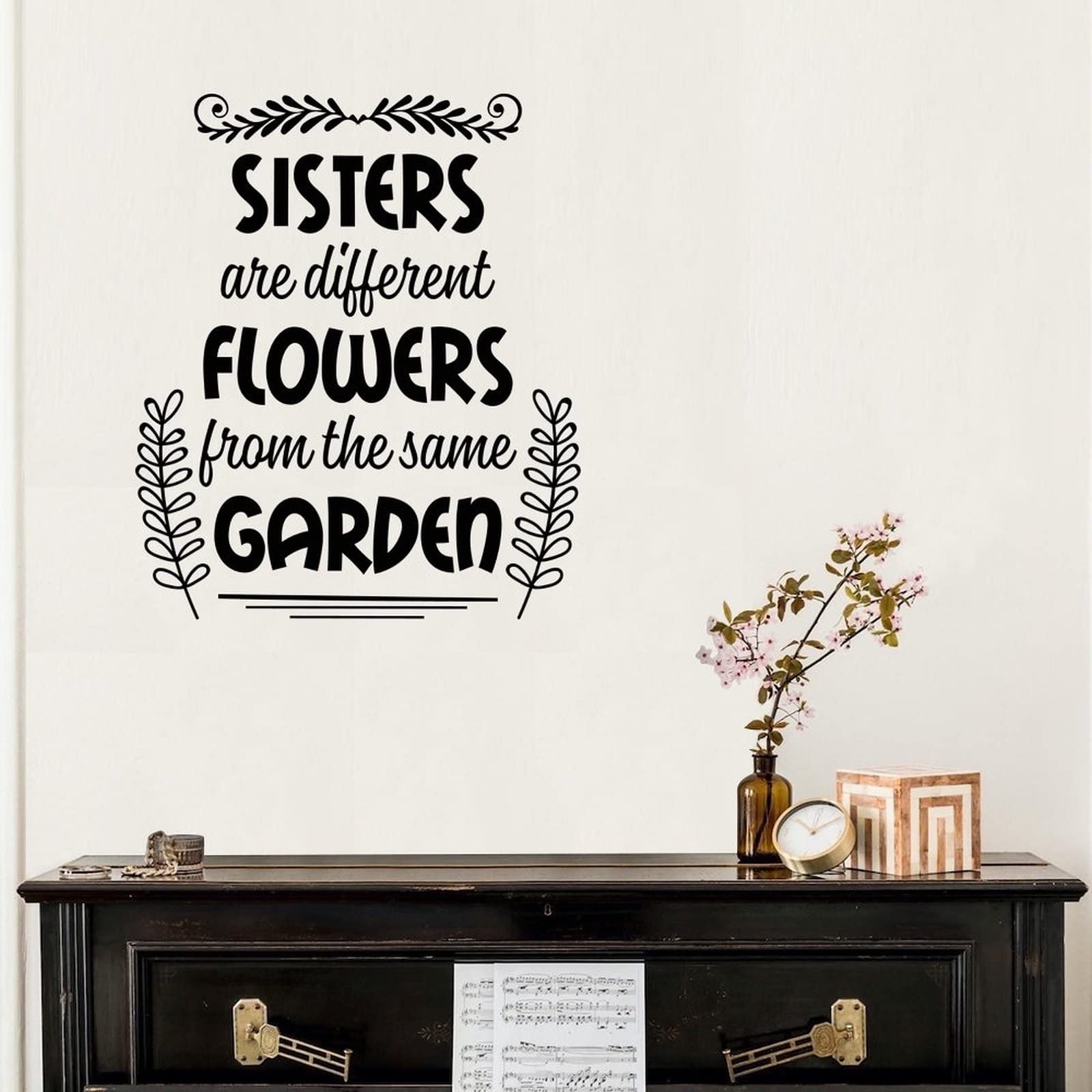 Sisters Are Different Flowers from the Same Garden - Inspirational Vinyl Wall Decals for Bedroom, Party & Home Decor - Perfect for Nursery, Living Room & Gift Giving