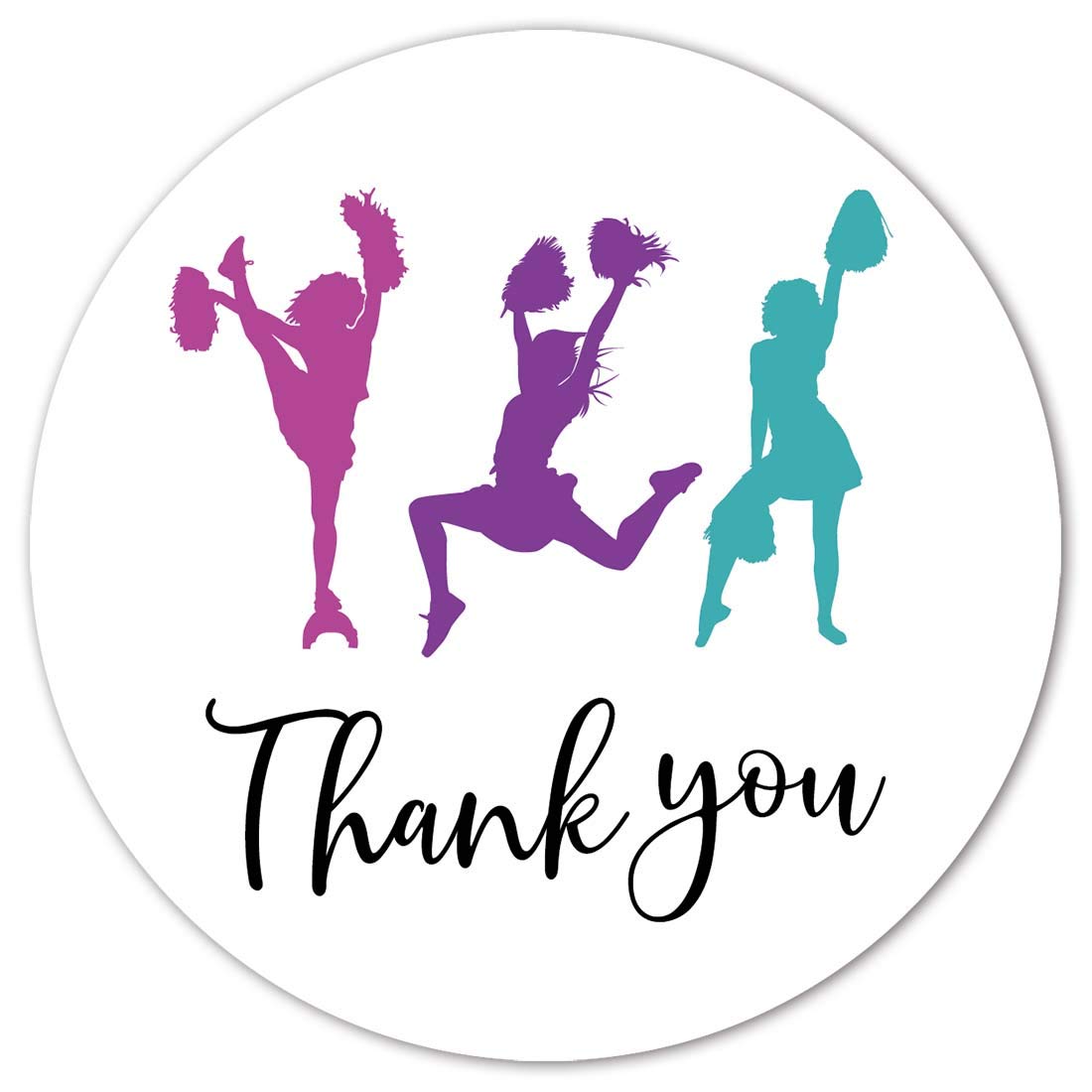 Cheerleader Birthday Party Stickers - 2 Inch Cheerleading Circle Labels for Party Favors, Decorations & Seals (40 Pack) - Perfect for Cheer Team Gifts, Sports Events & School Celebrations