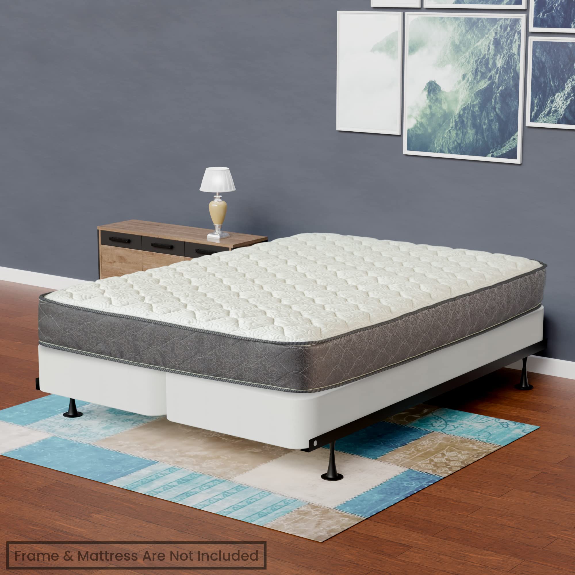 8-Inch Sturdy Split Box Spring for Full Mattress Support - Durable Natural Wood Foundation, Fully Assembled - Perfect for Bedroom, Guest Room & Dorm Use