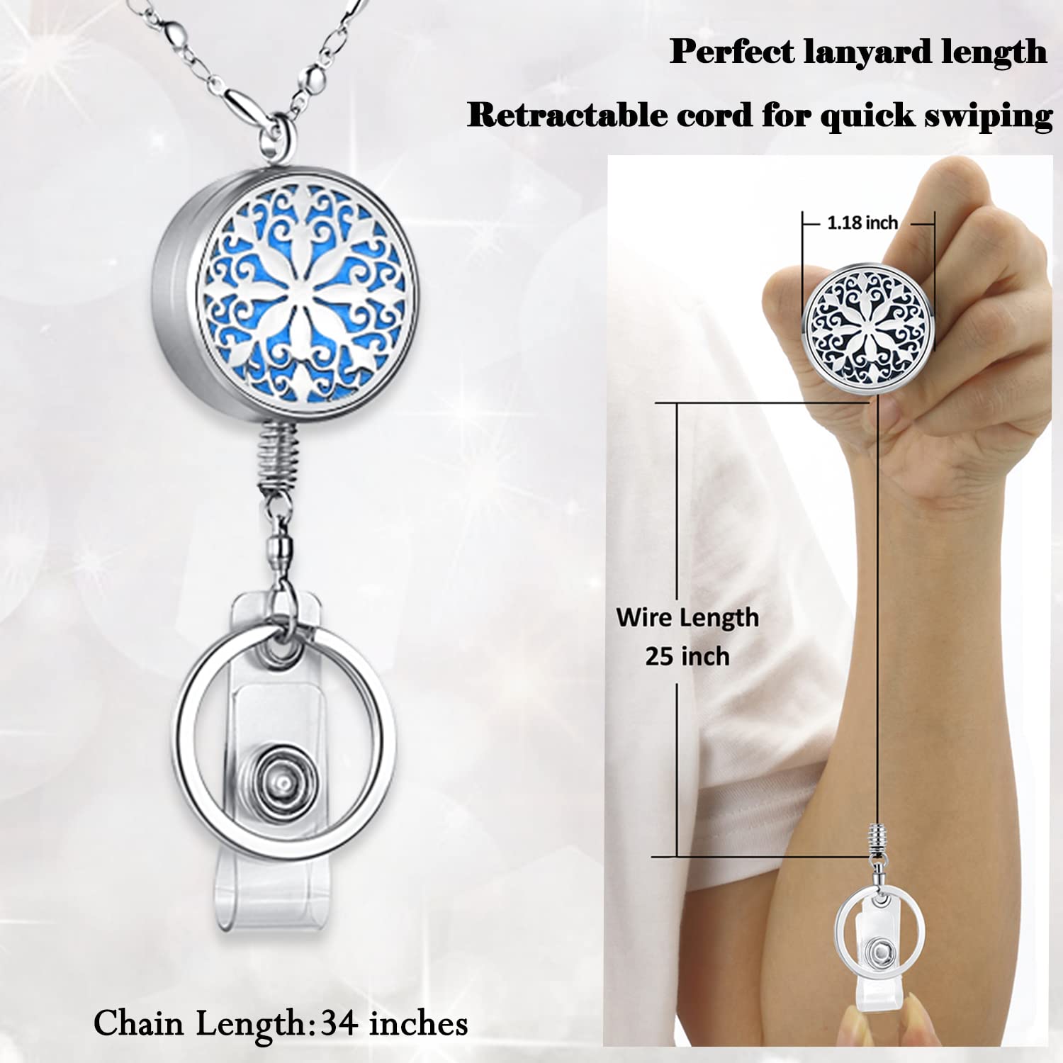 Retractable Lanyard ID Badge Holder - Strong Silver Chain for Work, Teacher, Nurse Accessories