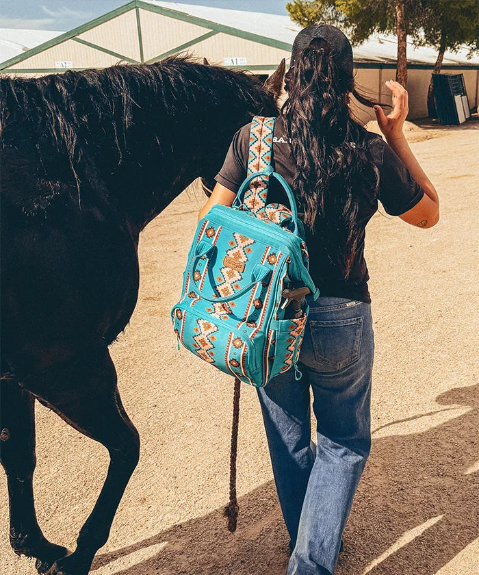 Wrangler Aztec Southwestern Print Diaper Bag - Stylish Baby Essentials Organizer for Travel, Outings & Daily Use
